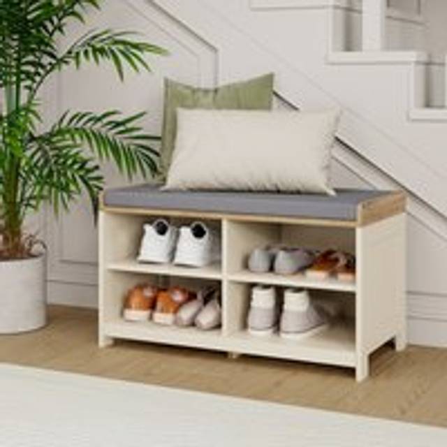 Ash Hall Shoe Storage Bench - Cream