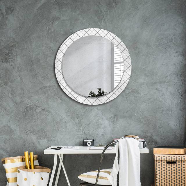 Huldar Round Glass Framed Wall Mounted Accent Mirror in White (70cm H X 70cm W X 0.8cm D)