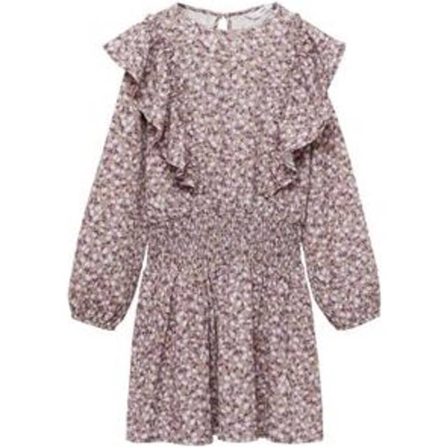 Ruffled floral dress lavender - Kids - 5-6 years - MANGO KIDS - Lavender