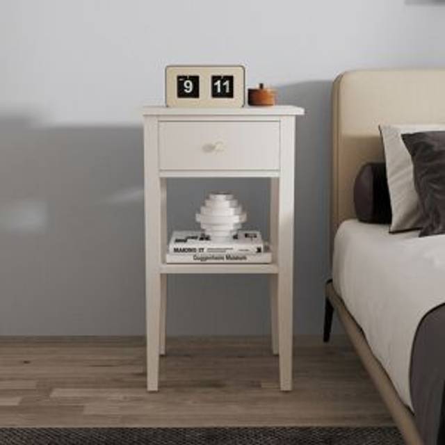 One Drawer Bedside Table - Abbey Pale Ivory Range Material: Furniture/Furniture Ranges/Abbey Range/Abbey Pale Ivory Range