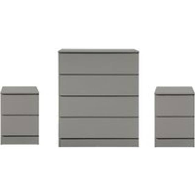 Birlea 3 Piece Furniture Set Chest Of Drawers Bedside Tables Oslo In Grey - One Size