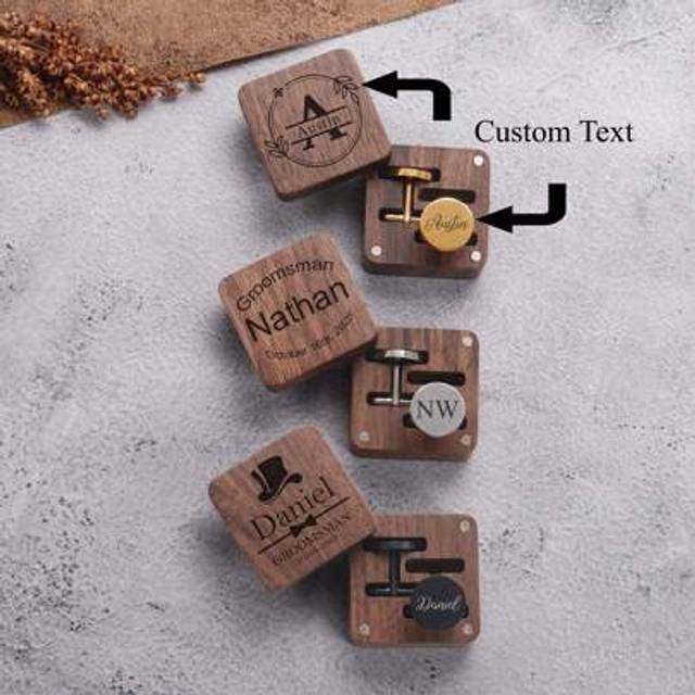 SHEIN 1 Pc Custom Wedding Cufflinks With Box, Engraved Groom Gift, Father Of The Groom Gift, Brother Of The Bride Gift, Bestman Proposal, Husband Gift