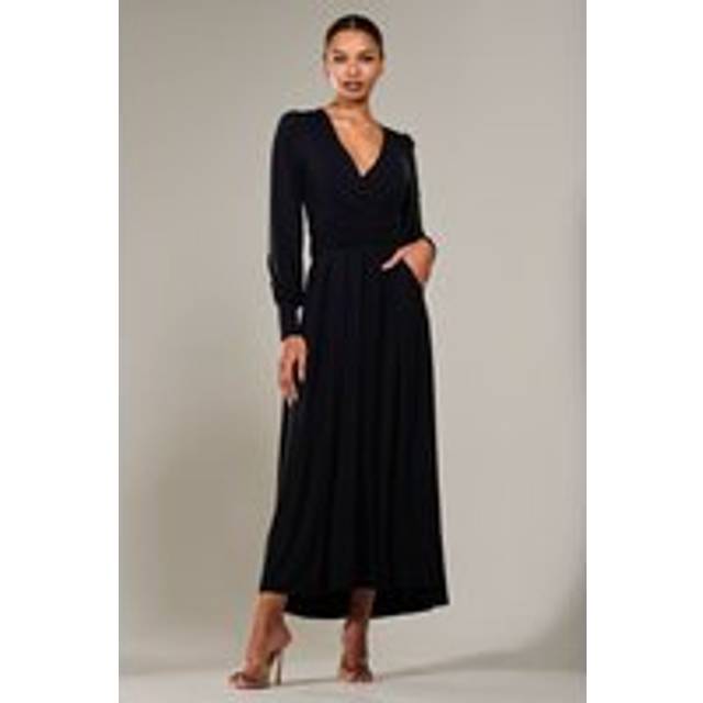 Long Sleeve Super Soft Jersey Maxi Dress - Black - 18