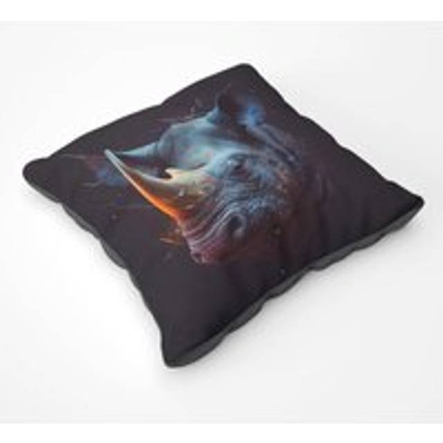 Rhino Face Splashart Floor Cushion - Grey - Large