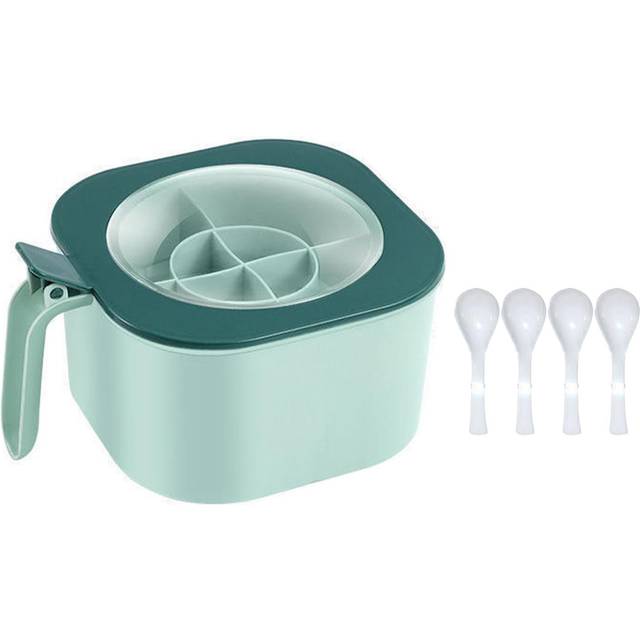 Seasoning Organizer Box PP 4 Compartments Multifunctional Spice Container Box for Kitchen Green grön