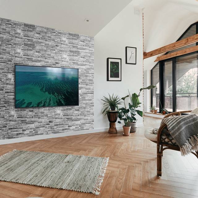 (Premium Grey Slate, Set of 6) 3D Wall Panels (96x48cm) Brick & Stone Effect Wall Panelling