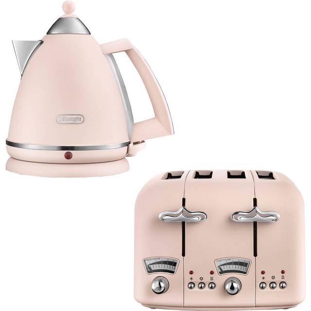 De'Longhi DLPK4 Argento Pink 1.7L Kettle with 4 Slice Toaster - 4 Slice & 1.7L
