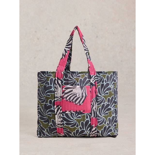 White Stuff Elaine Cotton Reversible Beach Bag, Green/Multi