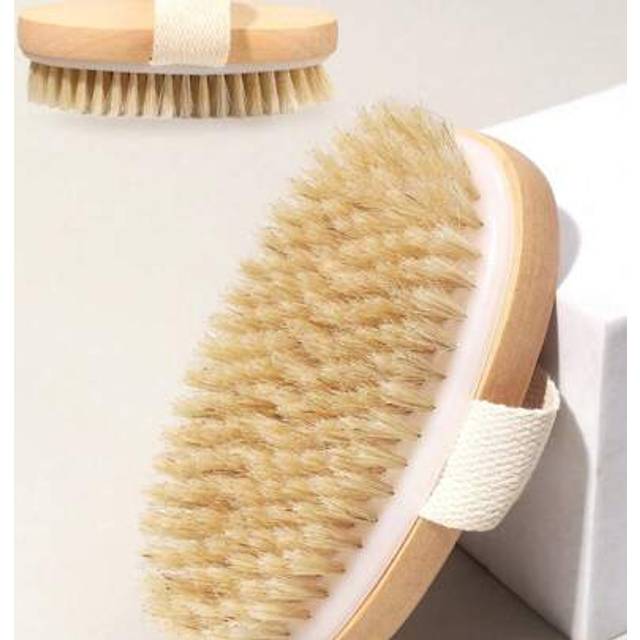 SHEIN 1pc Natural Bristle Dry Skin Body Brush - Exfoliating Body Scrub For Dry Skin, Improves Blood Circulation, Prevents Ingrown Hair, Reduces Acne And Cel