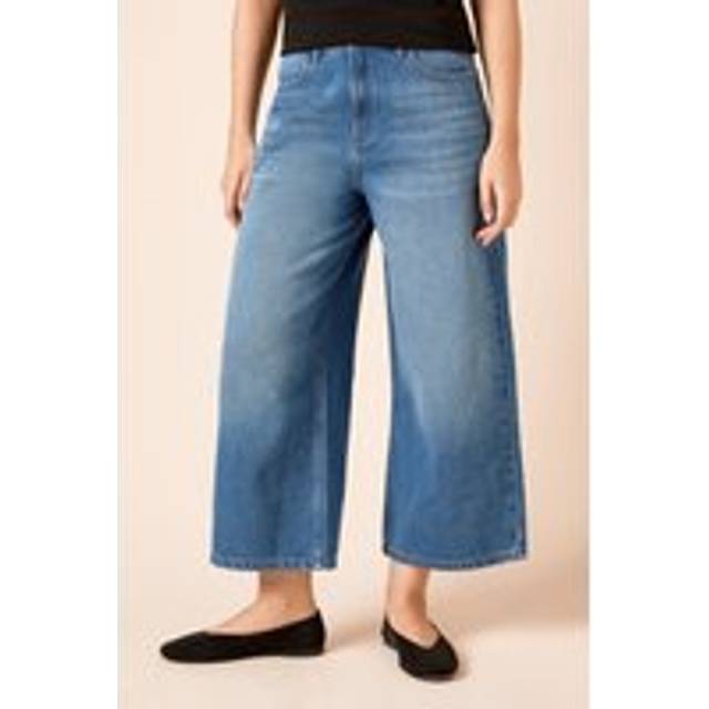 Womens Denim Culotte Jeans - Mid Wash - 18