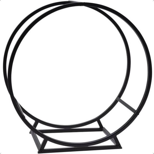 Log Storage Holder Rack Modern Fireplace Indoor Outdoor Circular Stand