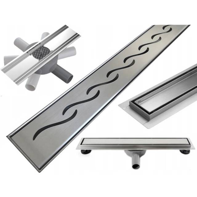 Cambell Linear Grid Waste Shower Drain - Chrome (100cm H x 104cm W x 5.2cm D)