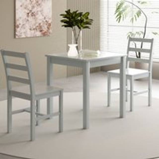3 Piece Wooden Dining Set Grey - One Size