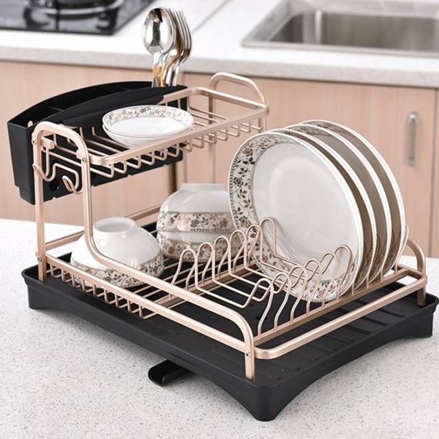 Bowgada Rinse Basket - Gold;Black (25cm H X 42cm W X 30cm D)