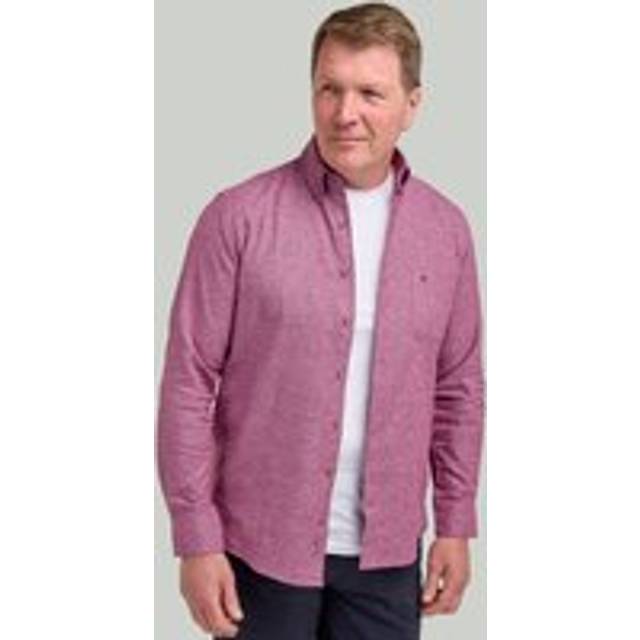 Wine Brushed Cotton Button-Down Collar Casual Shirt - 5XL