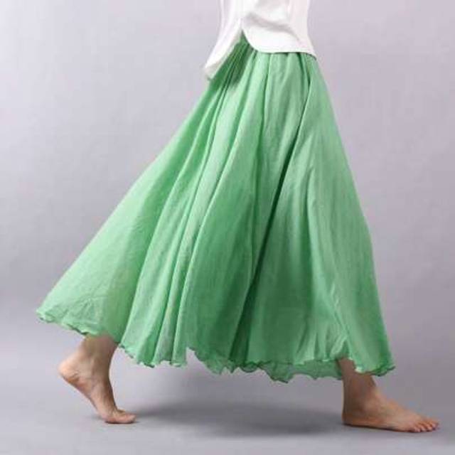 SHEIN Women A-Line Long Skirt Solid Color Elastic Flowy Skirt High Waist Fold Pleated Skirt Maxi Women Outfit