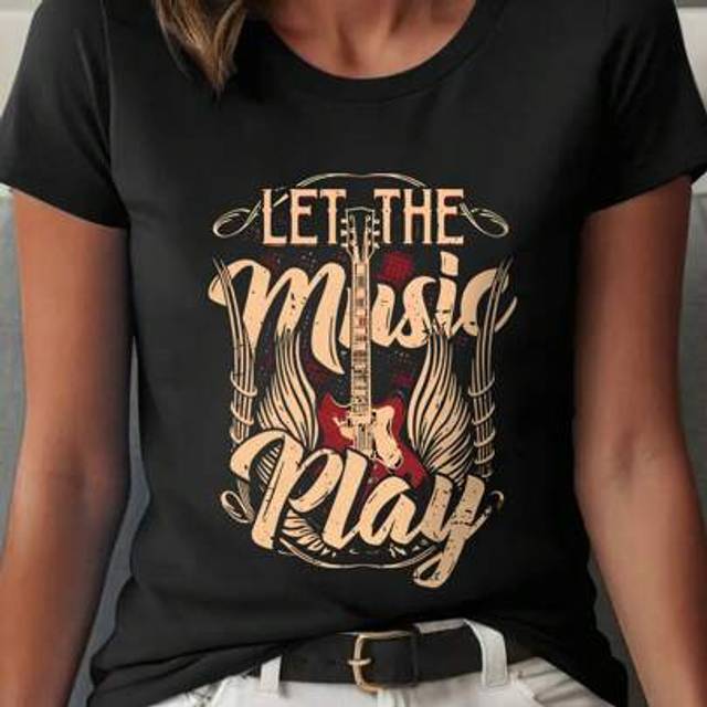SHEIN Women Oversized Casual Electric Guitar Graphic Letter Pattern Round Neck Short Sleeve T-Shirt, Music Festival Party Gift, Suitable For All Seasons