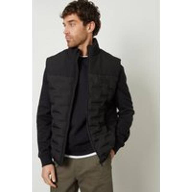 Quilted Panel Funnel Neck Gilet - Black - M