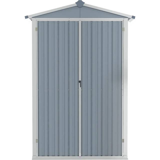 Tubac Garden Shed Galvanised Steel Outdoor Tool Storage Shed - Grey (107.5cm W X 46cm D X 183cm H)