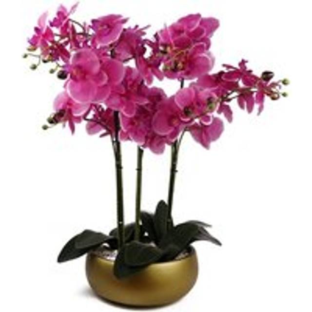 60cm Orchid Artificial Pink- Gold Ceramic Planter