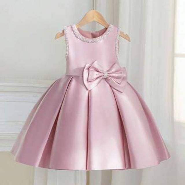 SHEIN Young Girl Pink Sleeveless Princess Dress, Floral Bridesmaid Dress For Wedding Party, Birthday Events