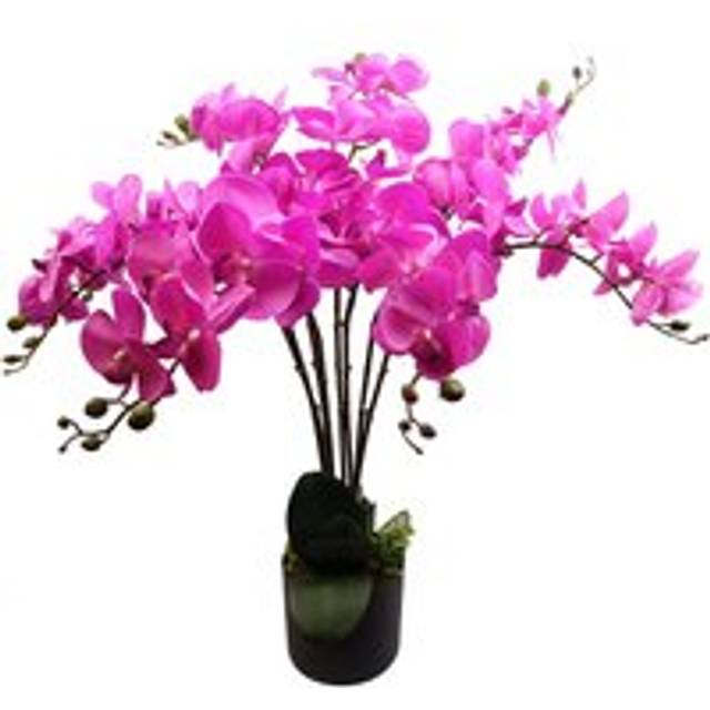 85cm Artificial Deluxe Bush Orchid - Dark Pink with Black Pot