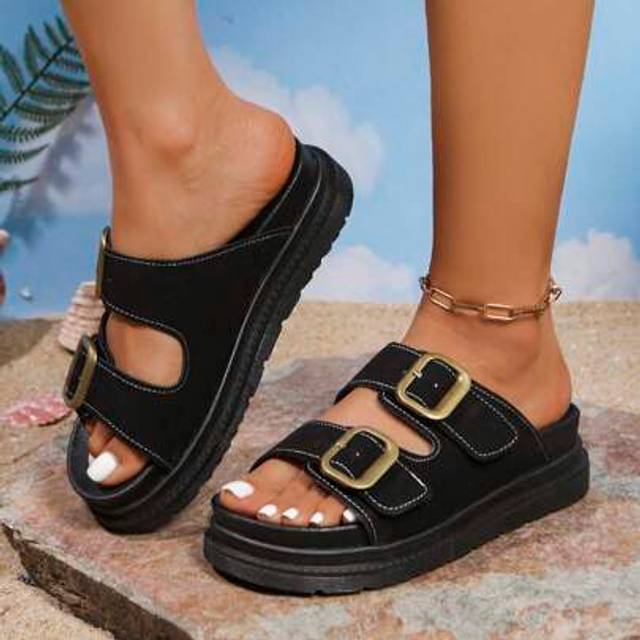 SHEIN Fashionable 2025 Versatile Sandals, Size 36-43 Large Size Women Shoes, Non-Slip Durable Casual Slide Sandals
