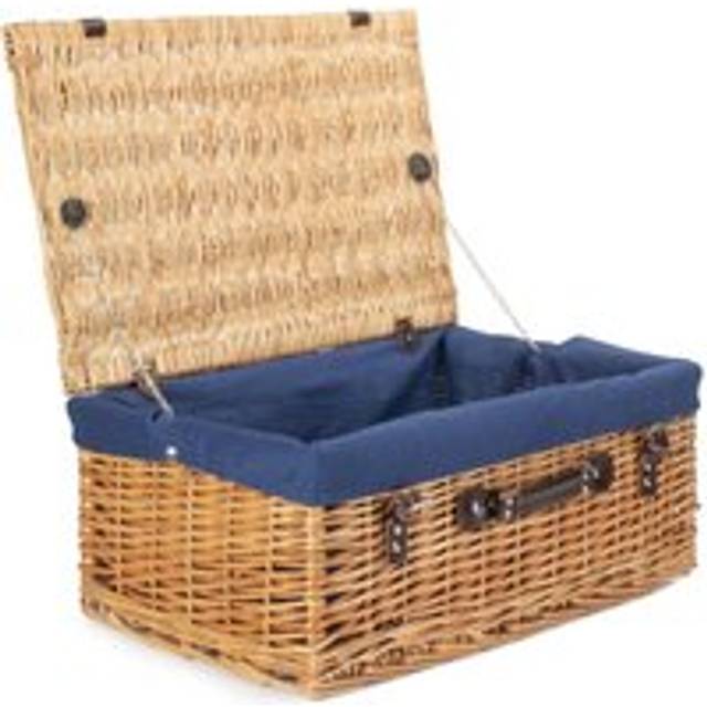 55cm Buff Empty Picnic Basket - Blue