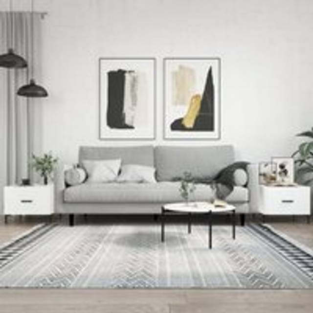 Coffee Tables 2pcs High Gloss White 50x50x40 cm Engineered Wood - One Size