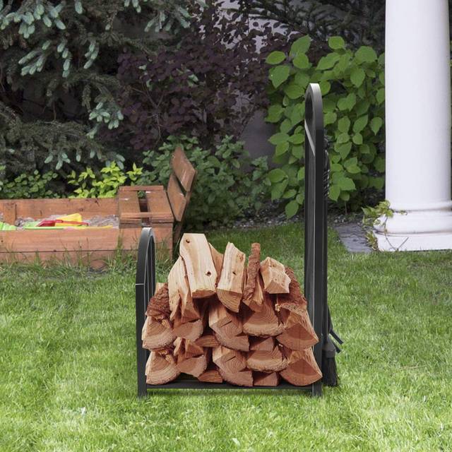5 Piece Lumber Log Rack - Black (69.5cm H X 43.5cm W X 39.5cm D)