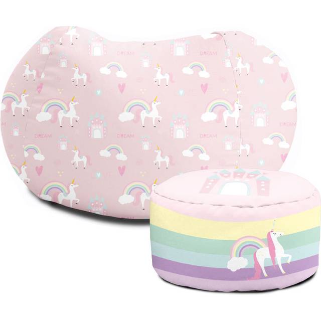 Printed Medium Beanbag And Footstool Bundle - Multicolour (Medium)