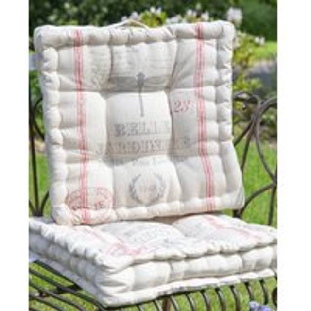 Set of 2 Traditional Insect Print Indoor Dining Chair Seat Pad Box Cushions (L)40cm x (W)40cm - Cream - 40cm x 40cm