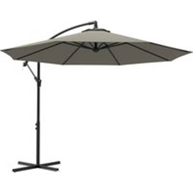 Outsunny 3(m) Cantilever Parasol Banana Umbrella w/ Crank, Light Grey