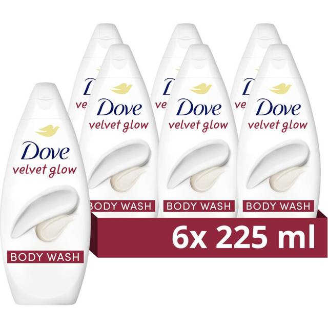 Dove velvet glow body wash 0% sulfate sles for softer & smoother skin, 6x225ml