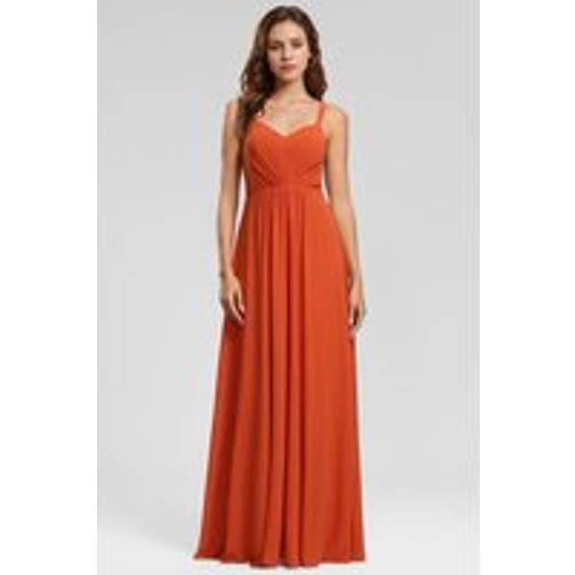 Elegant Spring V neck Ruffle Sleeve Ruched Backless Applique Flowing Chiffon Bridesmaid Dresses - Burnt Orange - 12