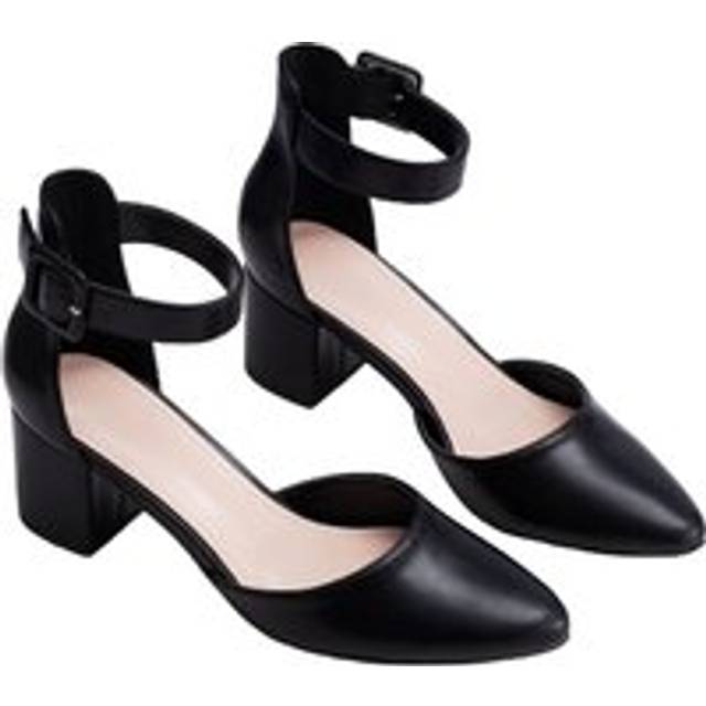 Closed Toe Block Heels Pumps - Black - 6