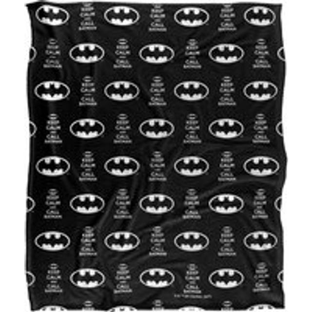 Batman Keep Calm and Call Pattern Officially Licensed Silky Touch Super Soft Throw Blanket 152x127 cm - White - One Size