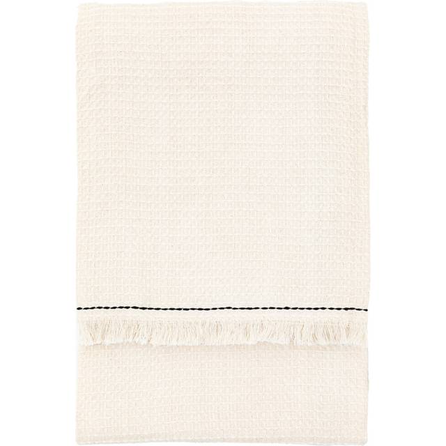 Stitched Border Waffle 130x170cm Throw Cream (*)