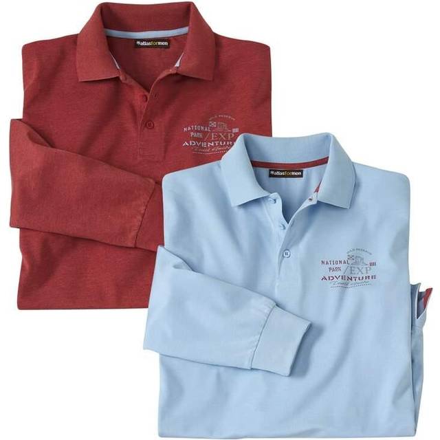 Arizona Adventure Long-Sleeved Polo Shirt Pack of 2 - Maroon - 4XL