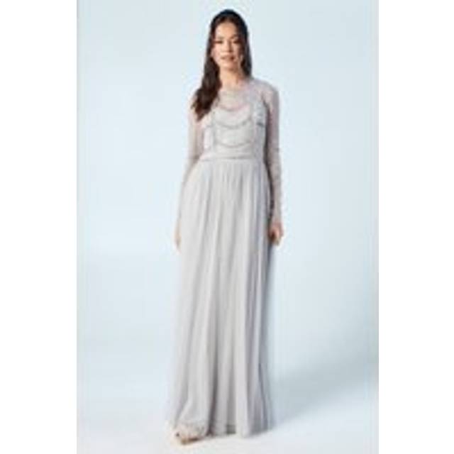 Statement Contour Embellished Two In One Bridesmaid Dress - Grey Mist - 12