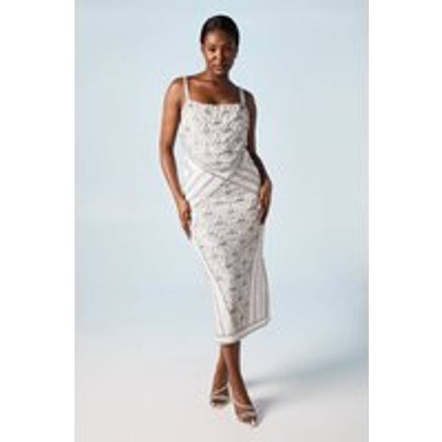 Art Deco Scallop Cowl Back Dress - Ivory - 10