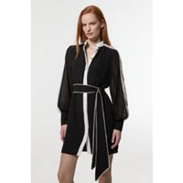 Military Belted Woven Mini Dress - Mono