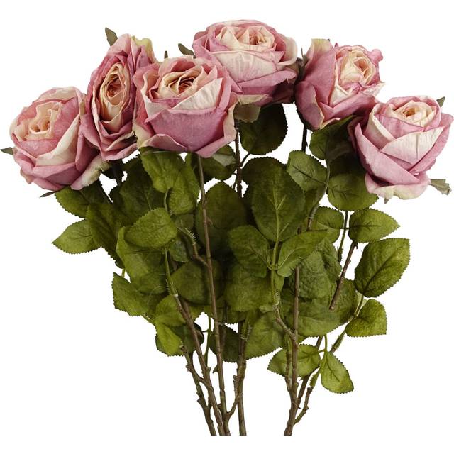 Pack of 6 x 70cm Artificial Light Pink Rose