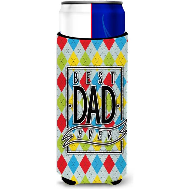 Caroline's Treasures Best Dad Ever Argyle Michelob Ultra Hugger For Slim Cans  Multicolor
