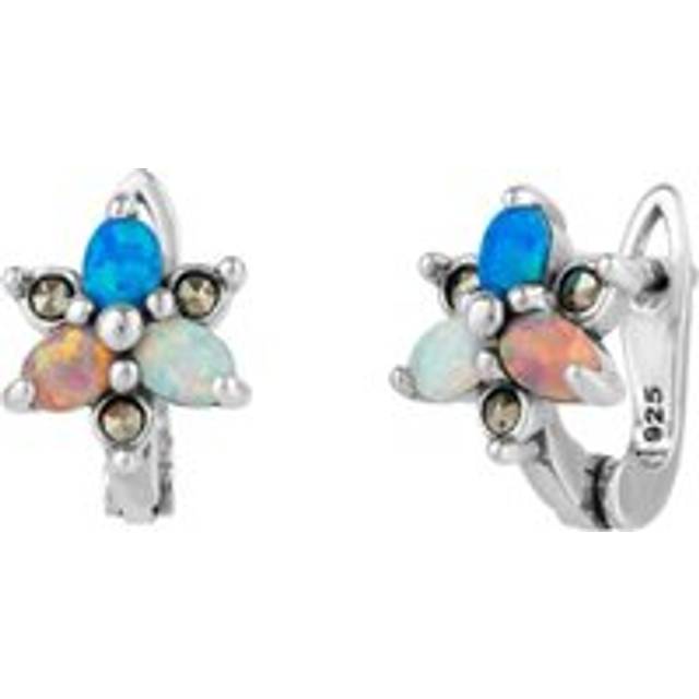 High Quality Opal Flower Sterling Silver Earring - One Size