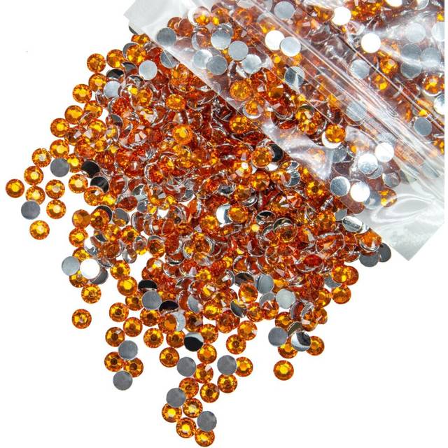 qiipii 1550PCS 5mm Orange Crystal Resin Rhinestones for Crafting Bright Orange Flatback Stones Bulk SS20 Non-Hotfix Orange Red Diamonds Gems Charms fo