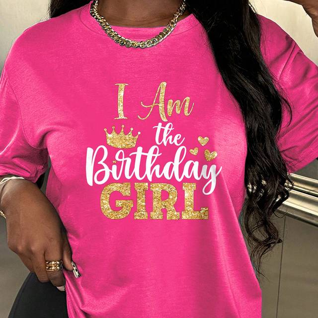 INAWLY Birthday Gift T-Shirt, Women Casual Round Neck Short Sleeve Letter Graphic Tee Graphic Tees Women Tops