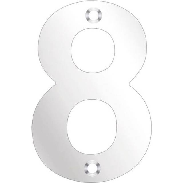 7.5Cm H Stainless Steel Surface Mount House Number - Polished Stainless (7.5cm H)