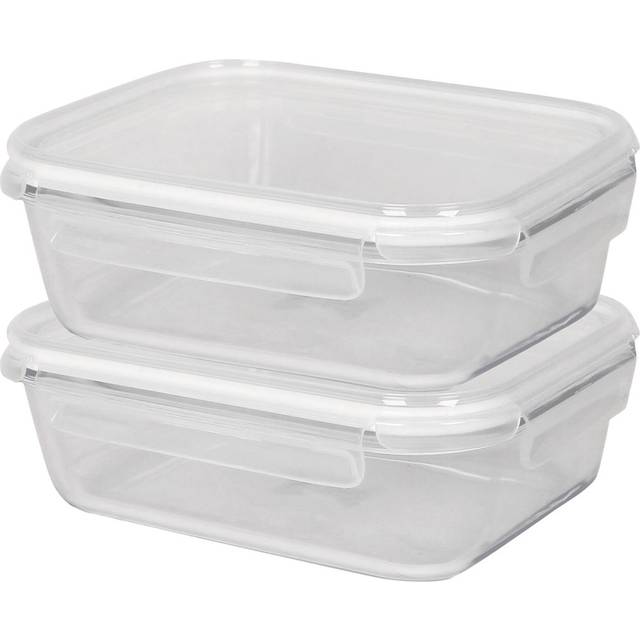 Harbour Housewares Glass Food Storage Containers with Lids - 1.5 Litre - Pack of 2 - Clear
