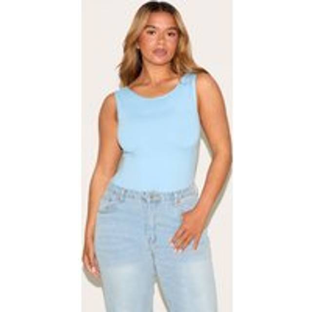 Shape Sky Blue Sculpt Boat Neck Sleevless Bodysuit, Sky Blue - 10